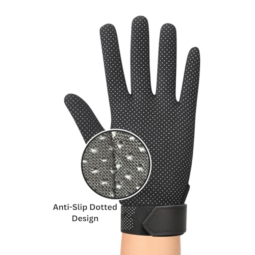 Image of PVC Dotted Tennis Cricket Batting Gloves | Anti-Slip Grip | Lightweight Breathable Fabric | Adjustable Welcro & Loop Closure | Ideal for Tennis Ball Cricket Practice & Matches (Black)