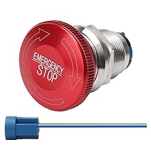 STARELO 19MM Metal Emergency Stop Mushroom Latching Push Button Switch 0.74" Mounting Hole 1NO 1NC with Stop Sign.
