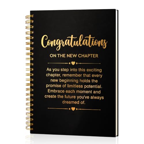 Msticey Congratulations On The New Chapter 160 Blank Pages Gold Foil Hardcover Spiral Notebook, Student's Graduation Gift, Farewell Gift for Colleagues Coworker, New Job Gift, Job Promotion Gift