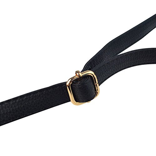 mifengdaer Universal Bag Straps Replacement Adjustable Leather Messenger Bag Strap with Metal Swivel Hooks for Bag/Handbag Handle/Cross-Body Bag/DIY Purse Making 23.6”-49.2”(Black)
