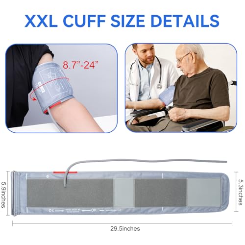 Image of 2XL Blood Pressure Cuff for Adult, Compatible with Most Monitors, ARM Blood Pressure Replacement Cuff with 8 Connectors 8.7 inch-24 inch (22-60cm)