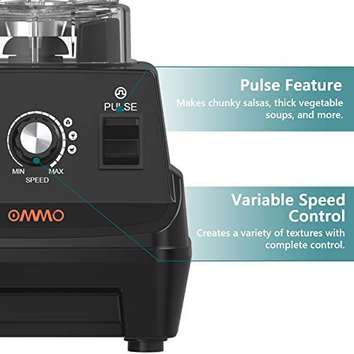 OMMO Blender 1800W, Professional High Speed Countertop Blender with Durable Stainless Steel Blades, 60oz BPA Free Blender for Shakes and Smoothies, Nuts, Ice and Fruits, Dishwasher Safe image 4