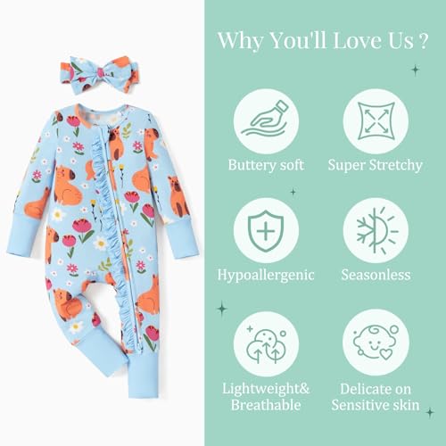 Image of PATPAT Bamboo Viscose Baby Footie with Headband, NB-2T