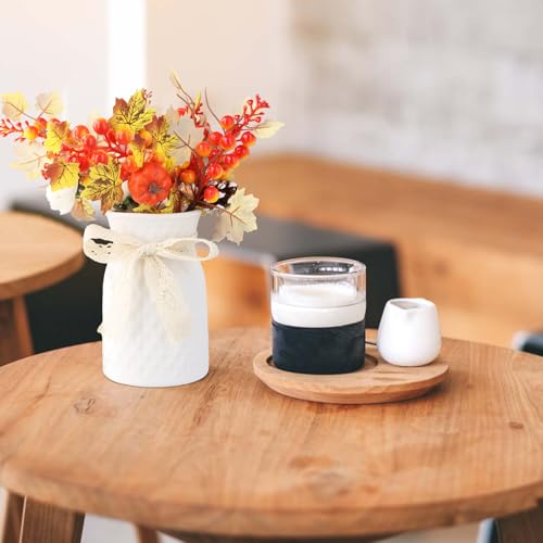 Vase en céramique blanc mat 15cm stable pour petits espaces
