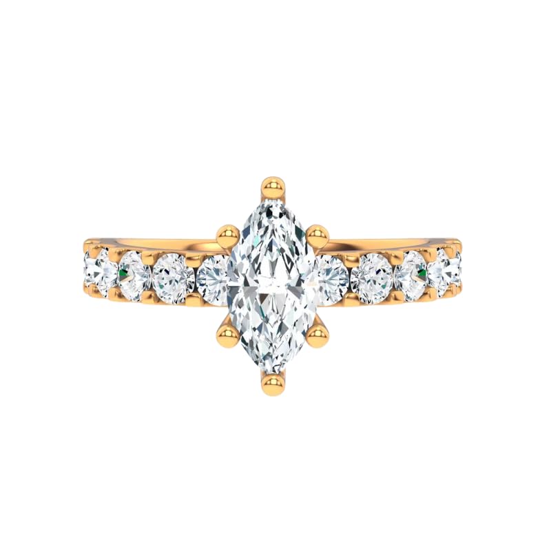 1-2-3-4-5 Carat Marquise & Round Cut VVS1-2 D/E/F Color IGI Certified Lab Grown Diamond Jules Classic Pavé Engagement Ring For Women