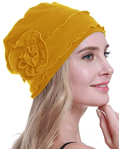 osvyo Chemo Headwear Turbante Cap para Mujer - Cáncer Beanie pérdida de cabello sellado embalaje ámbar amarillo Cover