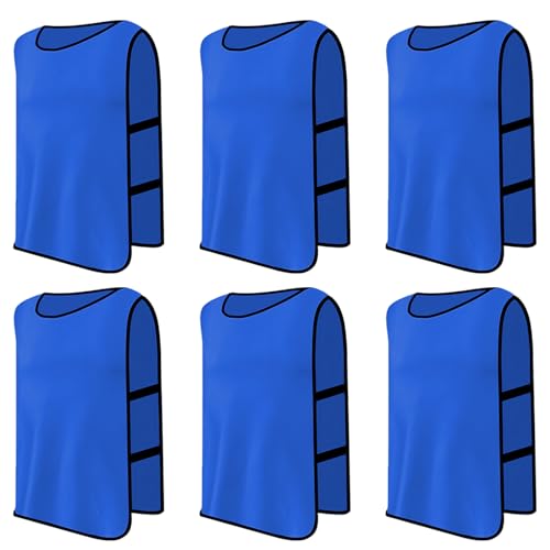 6 Piezas Petos Fútbol Adultos, Chaleco de Entrenamiento Deportivo, para Baloncesto, Rugby, Tamaño XL, Transpirable (Azul Oscuro)