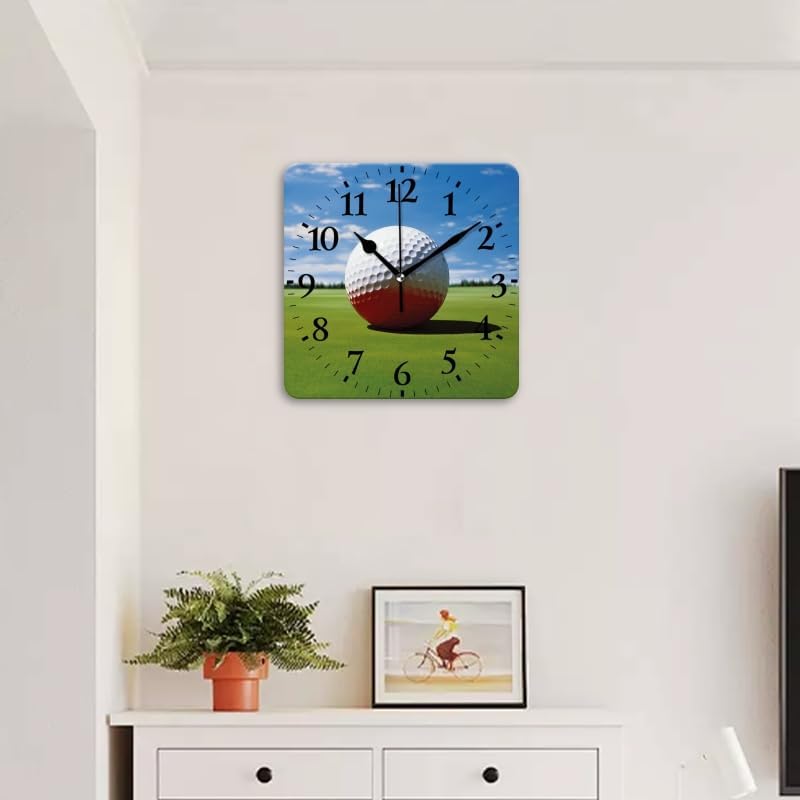 Quartz Wall Clocks Non-Ticking Silent Battery Operated Modern Wall Clocks Decorative for Home,Bedroom-Golf Ball On The Green Golf Course(12inch)