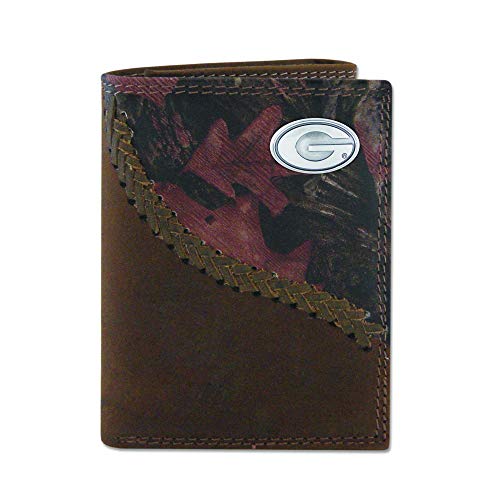 NCAA Georgia Bulldogs Camouflage Leather Trifold Concho Wallet, One Size