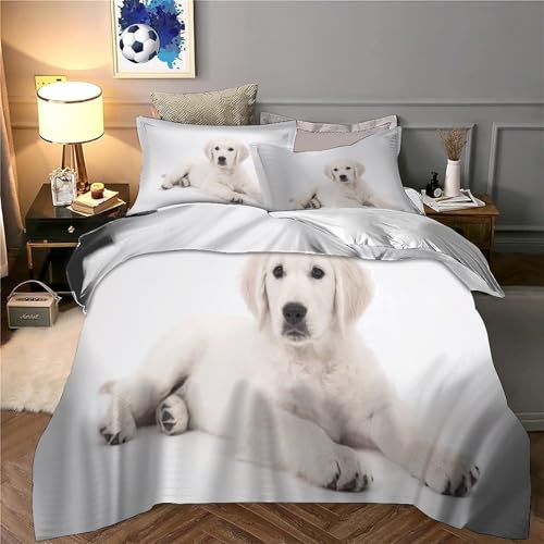 Parure de lit chiot mignon 3D en microfibre blanche douce 135x200 cm - 6