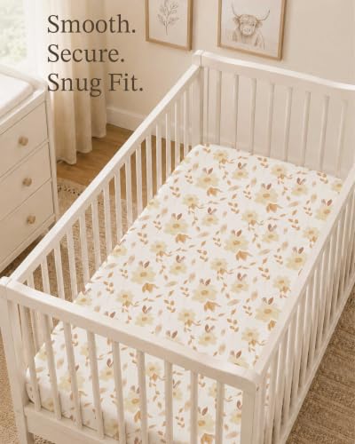 Image of Crib Sheets for Boys and Girls, 2 Pack Fitted Baby Sheets for Standard Toddler Mattress 28 inch x 52 inch, Soft Breathable Jersey Knit Baby Bedding (Honeybee Dreams)