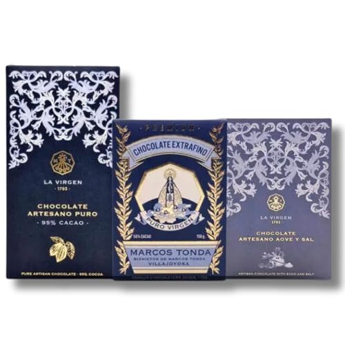 Chocolates Marcos Tonda - Pack 3 tabletas de chocolate artesano Negro La Virgen
