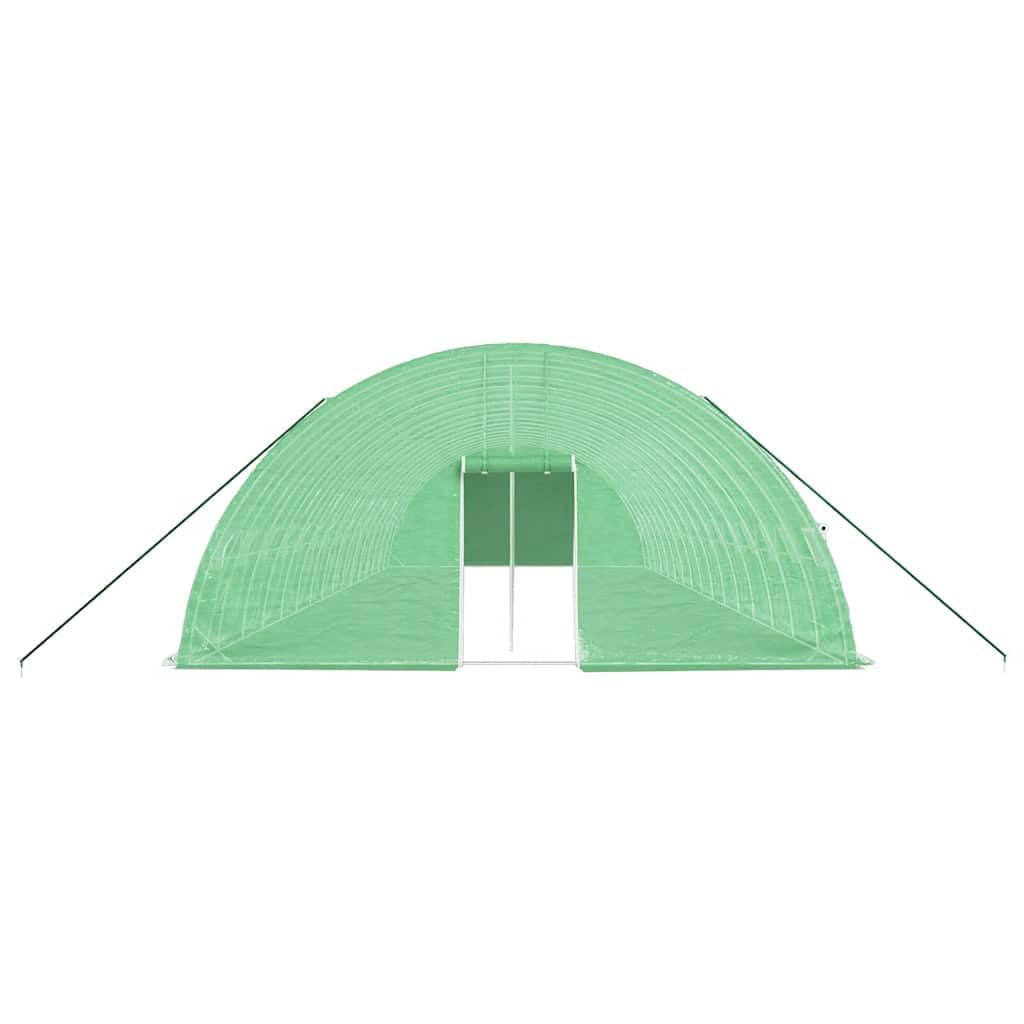 Mangloder Gewächshaus mit Stahlrahmen und PE Folie Grün 96 m² 16 x 6 x 2,85 m für Gewächshaus Treibhaus Aufzucht Outdoor Frühbeet Anzuchthaus wetterfest stabile Pflanzenpflege