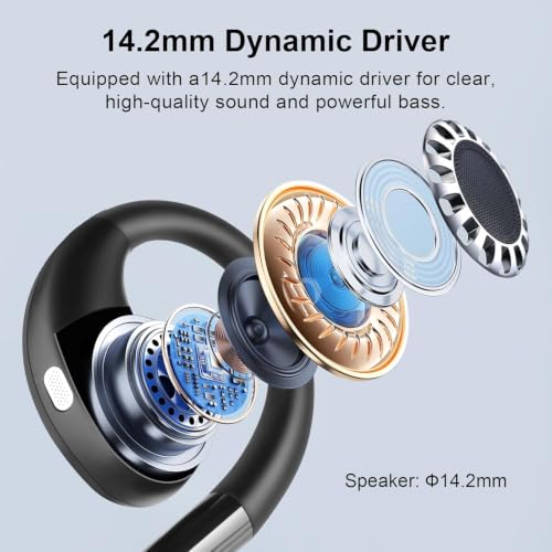 Image of Open Ear Clip Wireless Earbuds Bone Conduction Headphones, Bluetooth 5.4 Headphones with 60H Playtime Touch Control Ultra-Comfort, Built-in Mic IPX7 Waterproof, LED Display Charging Case,Ear Hooks