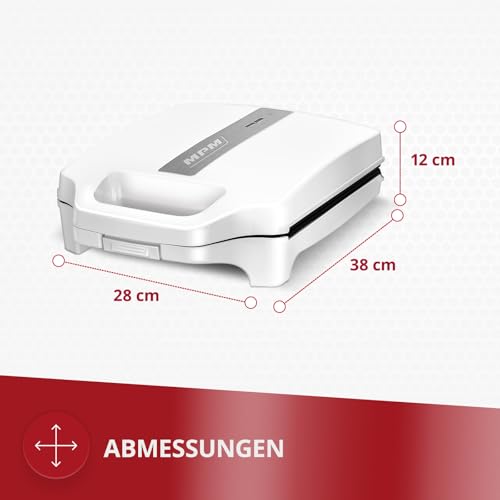 MPM - MOP-45M - Opiekacz do kanapek na 8 trójkątnych kanapek/zapiekanek - Płyty z powłoką nieprzywierającą - Automatyczna regulacja temperatury - Elektryczny – 1600 W - Biały i srebrny