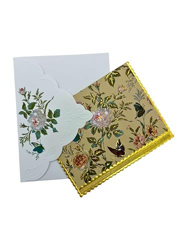 Image of Poster Foundry Set of 3 - Garden Butterfly Boxed Note Cards by Carol Wilson. 10 embossed 4x5 Die-Cut Notecards and Matching Envelopes in Decorative Gift Box with Magnetic Flap. NCP2363