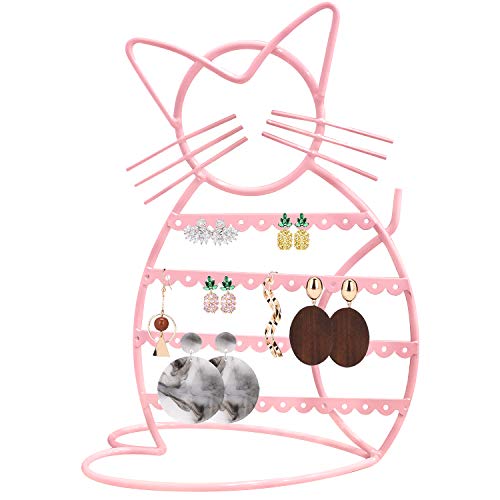 Earring Holder Stand/Earring Display/Earring Holder for Girls in Cat Shape (Macaron Pink)