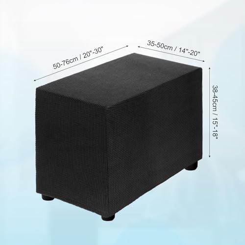 sourcing map Stretch Ottoman Cover Rectangular Oversized Square Ottoman Slipcover with Elastic for Foot Stool Living Room Bedroom Fit Length 50-76cm / 20"-30", Small, Black - Cosy Home Interiors sourcing map Stretch Ottoman Cover Rectangular Oversized Square Ottoman Slipcover with Elastic for Foot Stool Living Room Bedroom Fit Length 50-76cm / 20"-30", Small, Black - Image 2