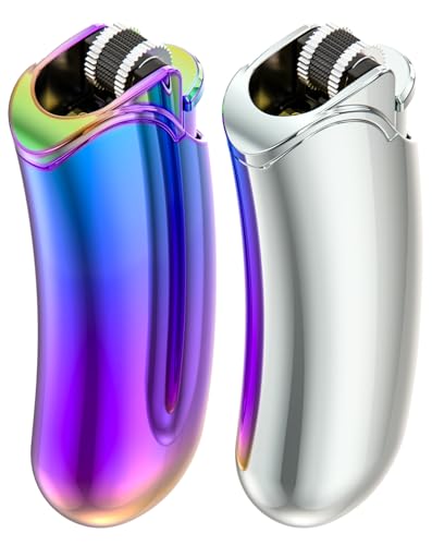 JOPOO Lot de 2 briquets rechargeables personnalisables, idéal pour les anniversaires, la Saint-Valentin (couleur + argent)