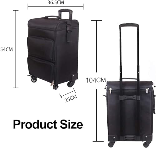 Image of Adson Professional Beauty Makeup Cosmetic Aluminium Vanity Trolley Train case (Oxford Black)
