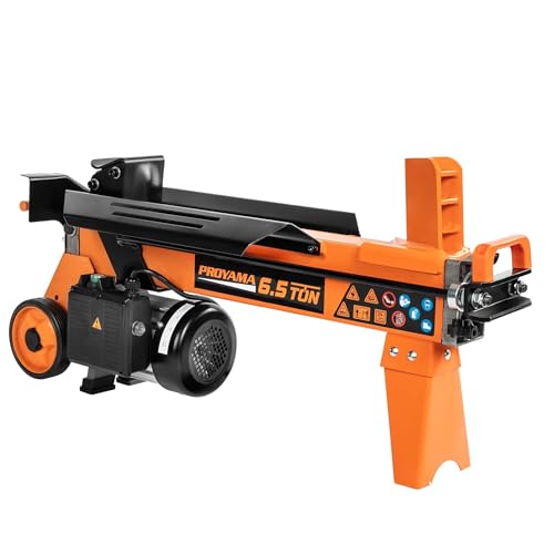 PROYAMA Log Splitter 6.5 Ton, Wood Splitter Electric Powered 15Amp, with Hydraulic Ram, Electric Firewood Splitting Machine, Horizontal