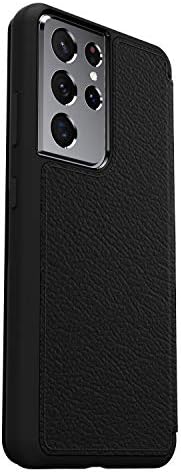 OtterBox Strada Case for Galaxy S21 Ultra 5G, Shockproof, Drop proof, Premium Leather Protective Folio with Two Card Holders, 3x Tested to Military Standard, Black
