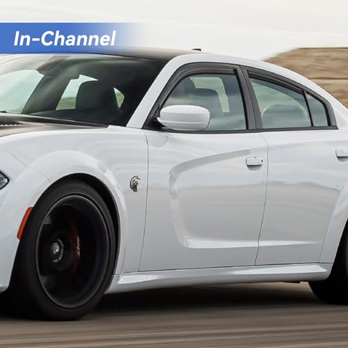 Image of in-Channel Window Visors Rain Guards for 2011-2023 Dodge Charger, Window Vent Wind Deflectors Visors Shades for 11-23 Charger (NOT Outside-Adhensive Style