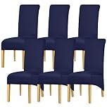 Leorate High Back Chair Covers Stretch Spandex Fabric Chair Slipcover Seat Cover for Home Dining Room Kitchen Hotel (Pack of 6, Navy)