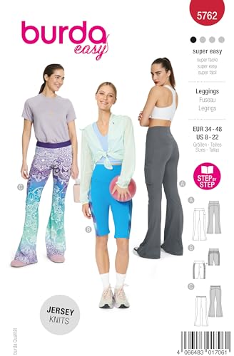 burda style Schnittmuster #5762 Damen Leggins und Radlerhose Gr. 34-48 mit Nähanleitung (Nählevel 1 - super easy)