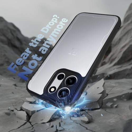 Image of RIGGEAR Shockproof Sleek Hybrid Armor Back Cover Case for OnePlus Nord 6 5G / Nord CE 6 5G (Clear PC + Black TPU Bumper)