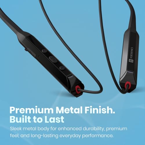 Image of Portronics Harmonics Z12 in Ear Bluetooth Neckband with Metallic Built & Hall Switch(ON /OFF),Upto 35 Hours Playtime, Gaming /Music Mode, Low Latency, Bluetooth Version 5.3V, Type C Fast Charging(Black)