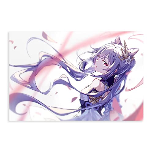 Poster sur toile Genshin Impact Keqing - Décoration pour chambre à coucher, paysage, bureau, décoration sans cadre : 30 x 45 cm Cover