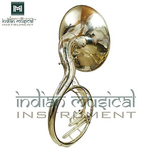 Indian Musical Instrument 22" Handmade Sousaphone Brass Made Bb Big Bell Tuba With Mouthpiece And Carry Bag (Gold) #TOP3