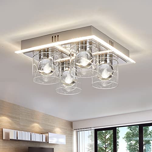 Doltoro Semi Flush Mount Ceiling Lights Crystal Led Chandelier Modern Chrome Small Ceiling Lamp For Hallway Entryway Bedroom Kitchen Bathroom Closet (Silver) #TOP8