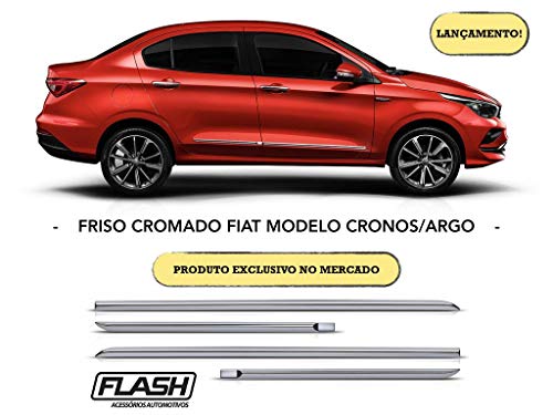 Jogo Friso Cromado, Flash Acessórios, Fiat Modelo Cronos/Argo (04 Peças) sem Blister