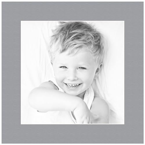 9x9 Silver/Silver Custom Mat for Picture Frame with 5x5 Opening Size (Mat Only, Frame NOT Included) - 8 Pack