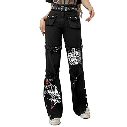 Women Y2k Jeans Grunge Gothic Tripp Pants Punk Goth Pants Vintage Baggy Denim Jeans Trousers Streetwear2