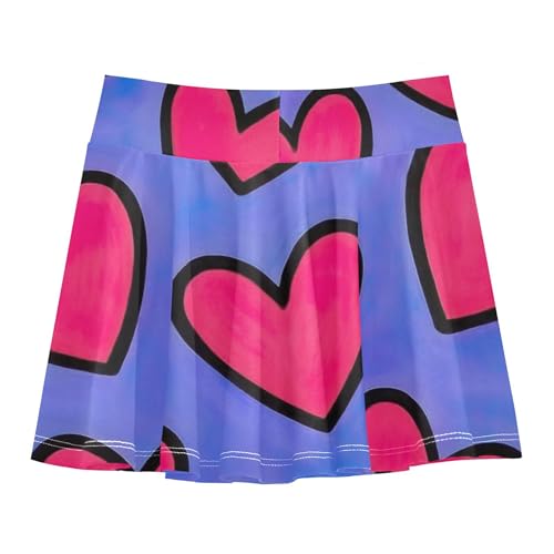 Girls' Shorts Athletic Skorts Cute Pink Hearts Purple Toddlers Tennis Skirts Preppy Flowy Skirt 3t2