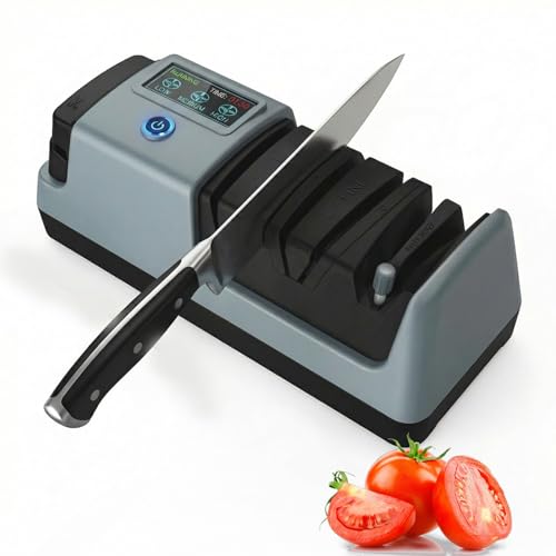 Aiguiseur De Couteaux Électrique Avec Écran LCD, 3 Vitesses Réglables, Avec Poêle à Puce Magnétique, 3 Niveaux d'Affûtage Pour Les Lames Droites,...