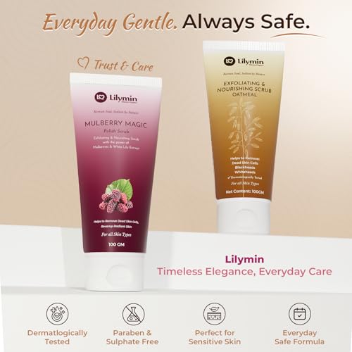 Image of Oatmeal Face Scrub With White Lily & Honey - inchGentle Glow inch 100GM, Clean - Natural & Organic, Nourishing, Exfoliating & Moisturizing, Removes Dead Skin, All Skin Types Men & Women