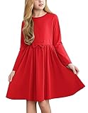 【Hochwertige Stoffe】Arshiner Langarm kleid Mädchen sind aus weichen und atmungsaktiven Stoffen gefertigt, die sich angenehm tragen lassen. Das minimalistische Design und der lässige Stil.