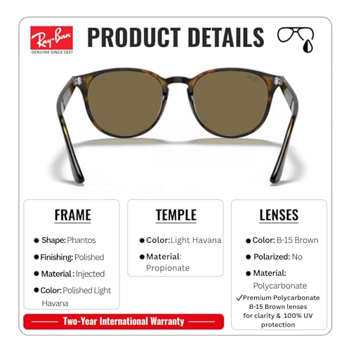 Image of Ray-Ban RB4259 Phantos Shaped Sunglasses for Men & Women with Official RAYBAN Eyewear Kit