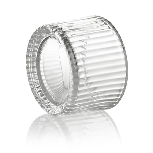 Nordstern Teelichtgläser 12er Pack - Kleine Windlichter, Teelichthalter zur Tischdeko - Kerzengläser, Kerzenhalter als Deko für Party und Hochzeit - 5,5 x 3,5 cm Klar Geriffelt