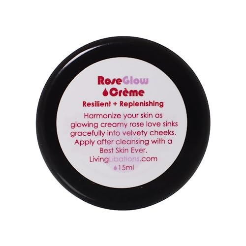 LIVING LIBATIONS - Organic/Wildcrafted Rose Glow Face Creme | Natural, Plant-Based, Clean Beauty (.5 oz | 15 ml)