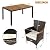 JYH 7-Piece Outdoor Patio Dining Set for 6 - Garden PE Rattan Wicker Dining Table and Chairs Set with Cushions, Acacia Wood Tabletop, Stackable Armrest Chairs for Backyard, Deck, Garden, Brown