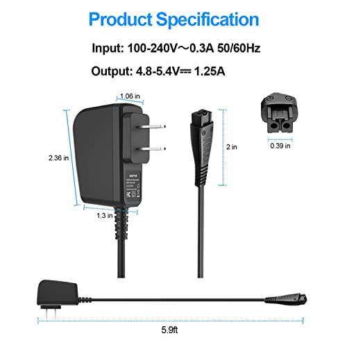 Shaver Charger For Panasonic Arc3 4 5 Power Cord，Razor Charger For Panasonic Electric Razor Es-Lv65/Lv67/Lv95/Lv97, 5.4V Adapter With 5.9Ft Cable #TOP4