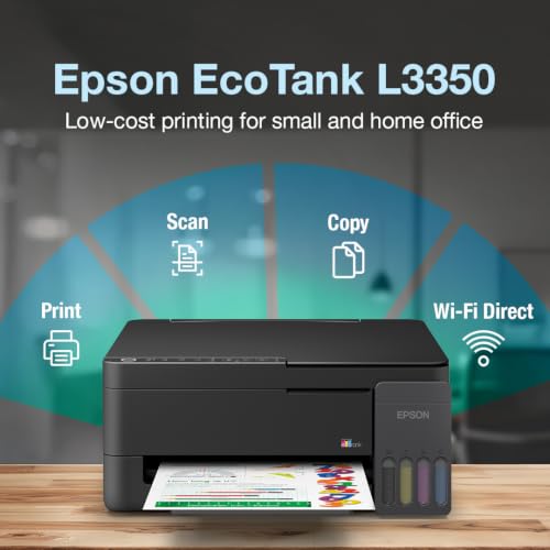 Image of Epson EcoTank L3350 (New Launch) WiFi All-in-One InkTank Colour Printer, Scanner, Copier for Home & Office, 5760x1440dpi Print Resolution, 7.5K Prints Composite Ink Bottles Yield