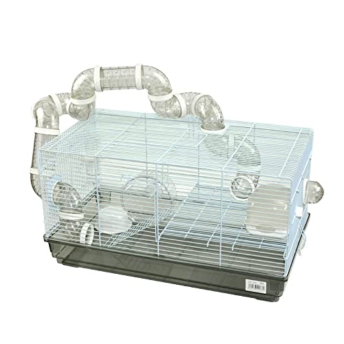 DZL-Jaula Hámster Chalé con Escalera jaulas Hamsters Grandes con Tubos Rueda para Ejercicio Color Aleatorio (L 31.5 * 58 * 32CM)