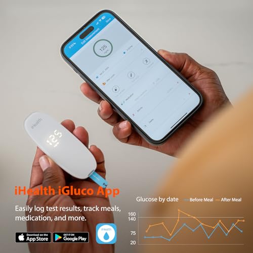 iHealth-Gluco-Wireless-Smart-Blood-Glucose-Monitor-Kit-with-Free-App-100-Glucometer-Strips-100-Lancets-1-Blood-Sugar-Monitor-1-Lancing-Device-Portable-Diabetes-Testing-Kit-for-Home-Use