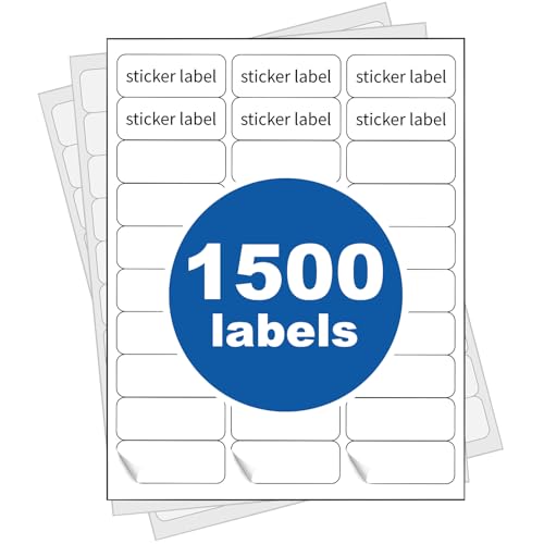 Image of [50 Sheets 1500 Labels] PAPRMA 1 inch X 2-5 /8 inch Address Mailing Label for Envelope 30-up Labels White, Printable Sticker Sheet for Laser Inkjet Printer